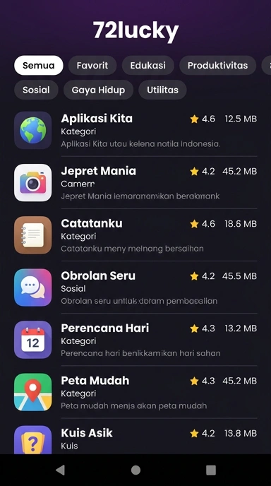 72lucky — Pusat Akses Aplikasi Populer & Kanal Uji Terpercaya