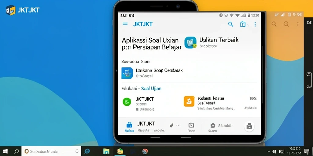 Antarmuka aplikasi JKTJKT dengan fitur Soal Ujian yang menarik.