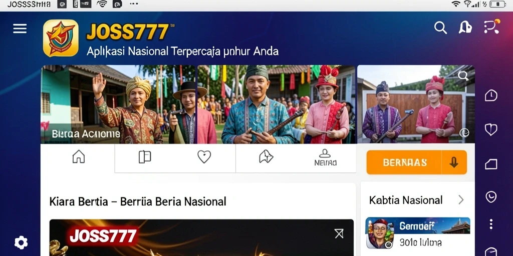 Antarmuka JOSS777 yang sederhana dan informatif mengenai berita nasional.