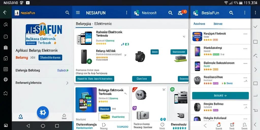 Antarmuka pengguna aplikasi NESIAFUN untuk belanja elektronik.
