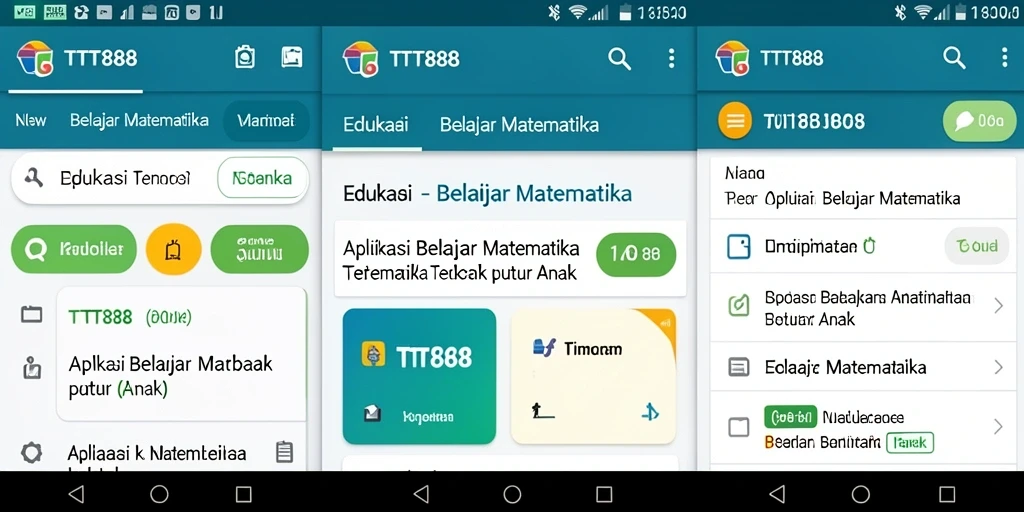 Antarmuka interaktif aplikasi Belajar Matematika TTT888 yang menarik.